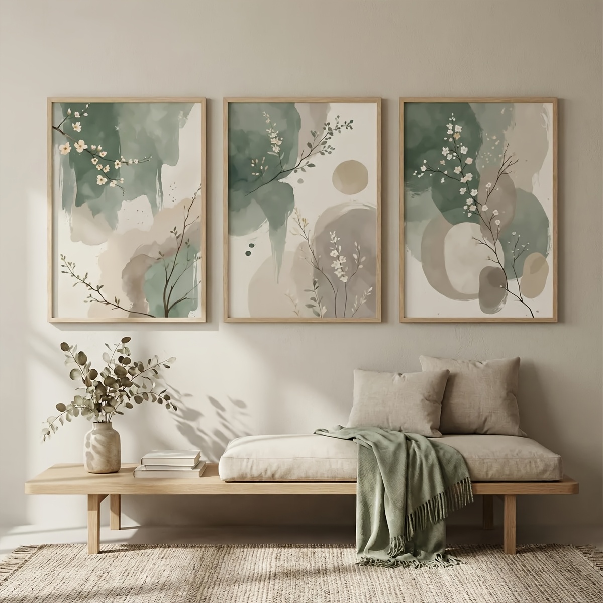 Home Office Youtube - 3pcs Japanese-Style Plant Canvas Wall Art