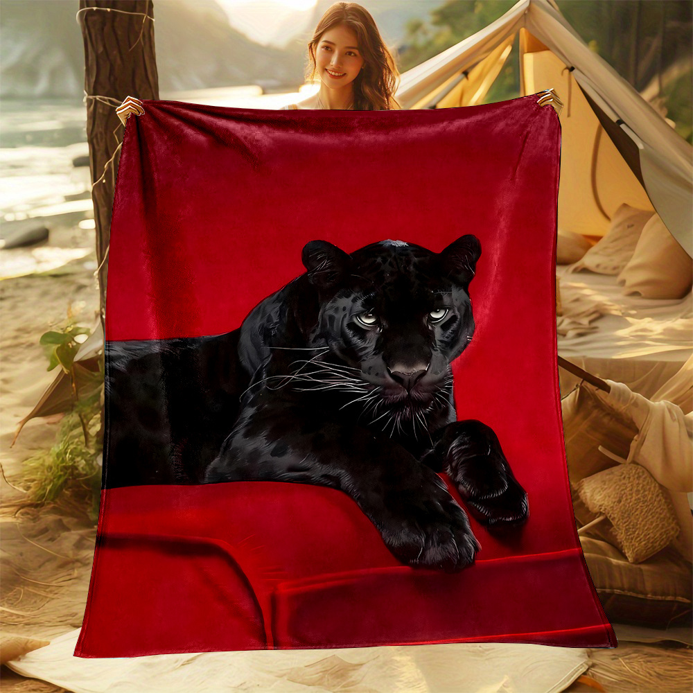 Home Office Background - Red background black panther art Flannel