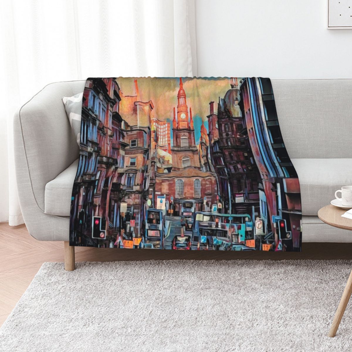 Home Office In Glasgow - Glasgow Streets Throw Blanket Warm Napping