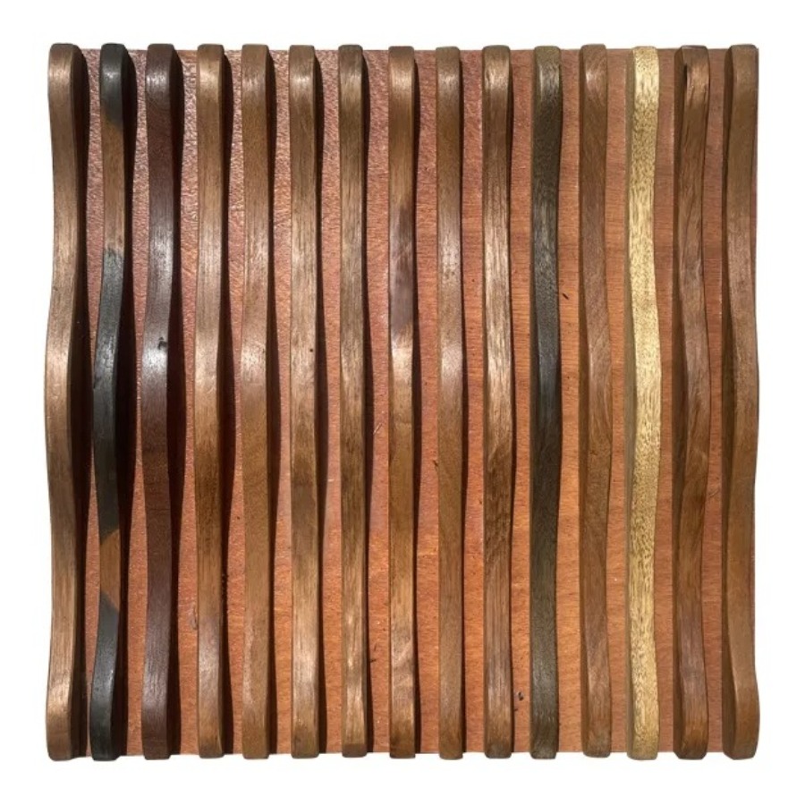 Home Office Background - Solid Wood Wavy Curve Mosaic Tiles