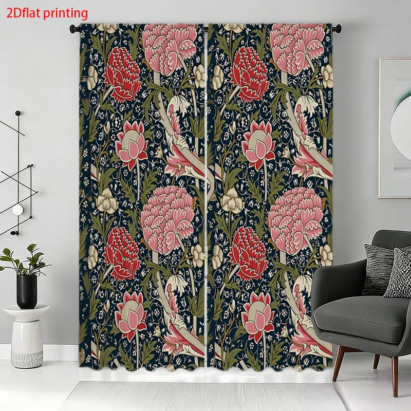 Luxury Floral Pattern Curtains - Home Office Background recension och pris