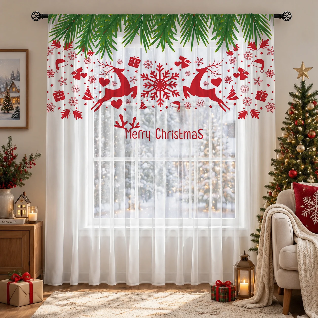 Christmas Gradient Sheer Curta - Home Office Youtube recension och pris