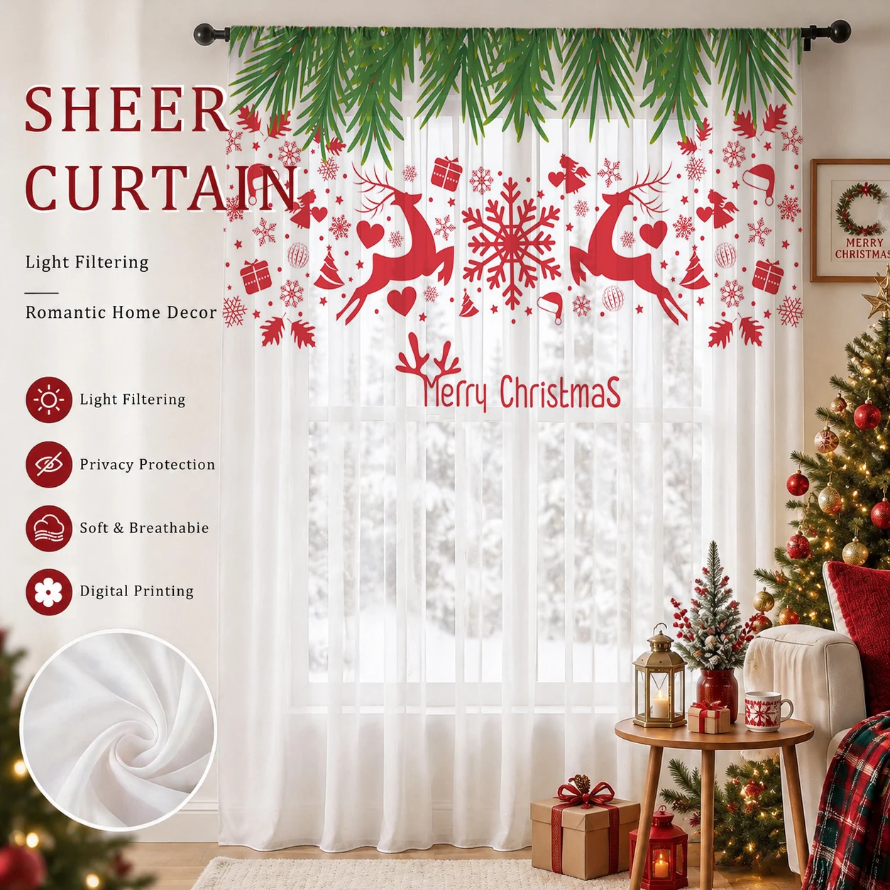 Christmas Gradient Sheer Curta - Home Office Youtube recension och pris