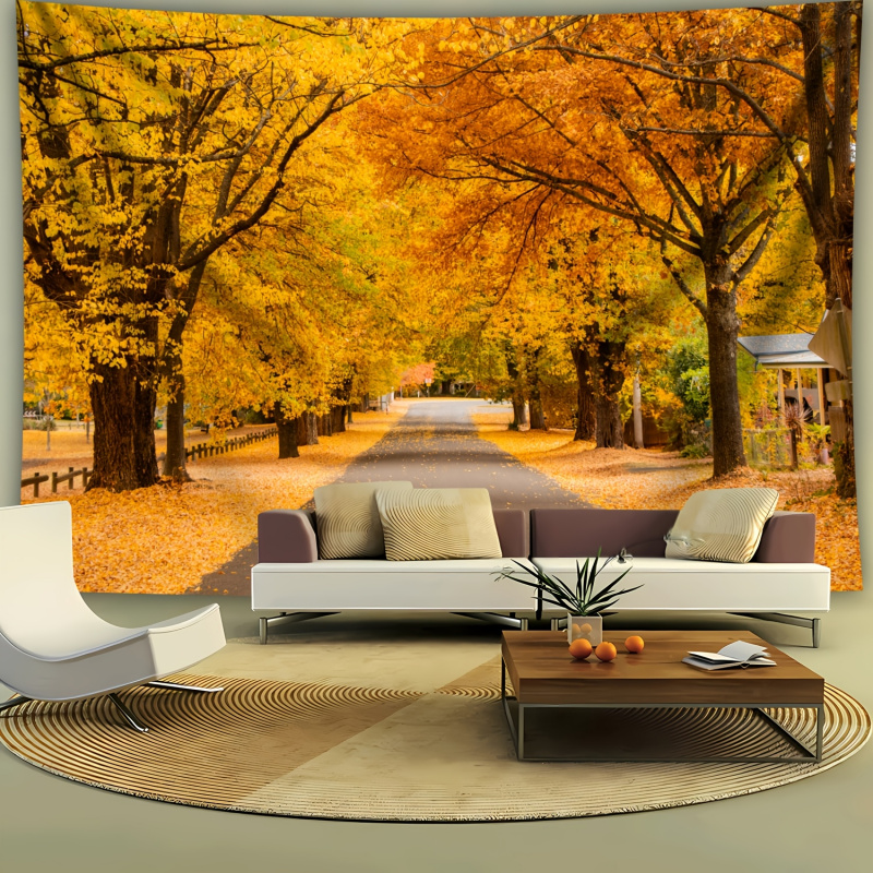 Autumn Grove Road Landscape Ba - Home Office Background recension och pris