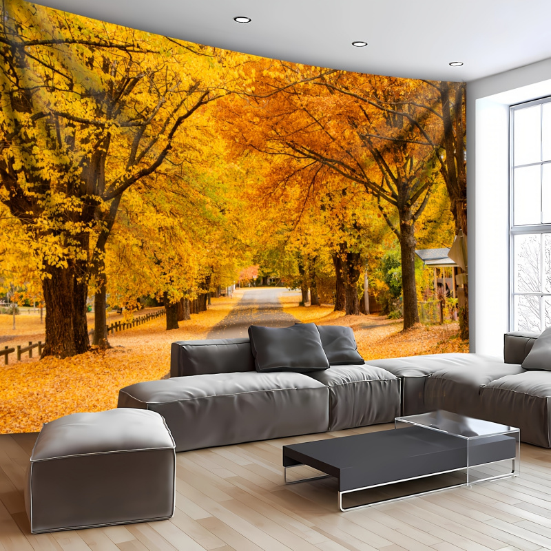Autumn Grove Road Landscape Ba - Home Office Background recension och pris