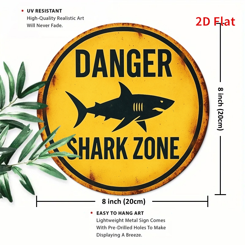 2D Metal Sign Shark Danger Zon - Home Office Background recension och pris