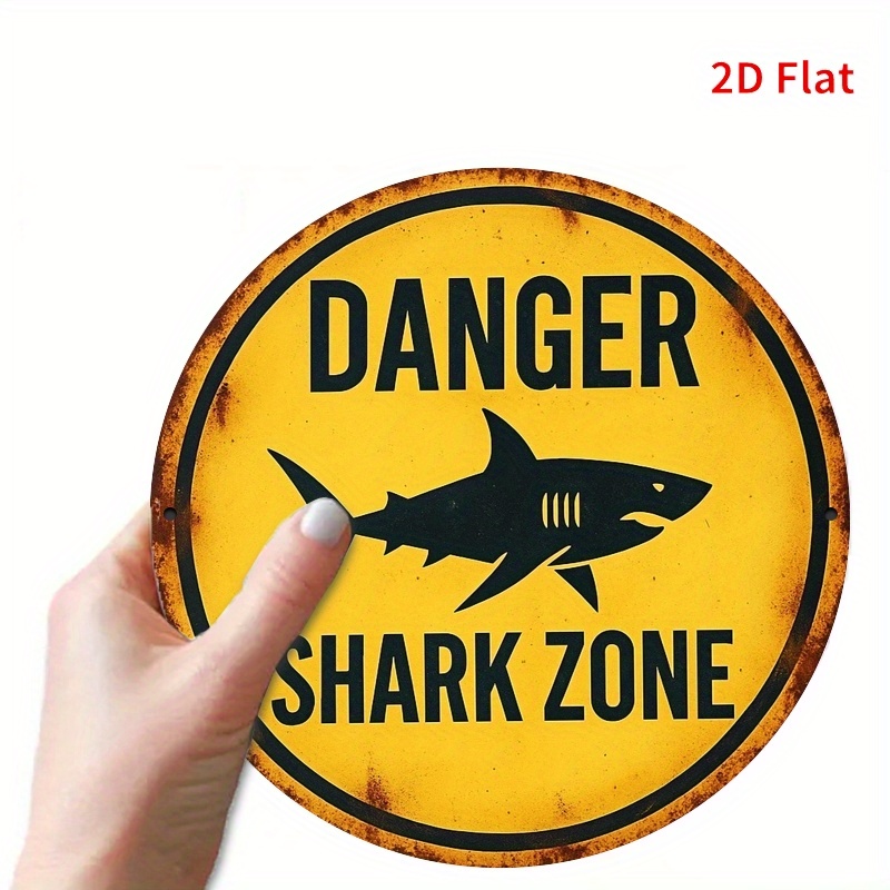 2D Metal Sign Shark Danger Zon - Home Office Background recension och pris