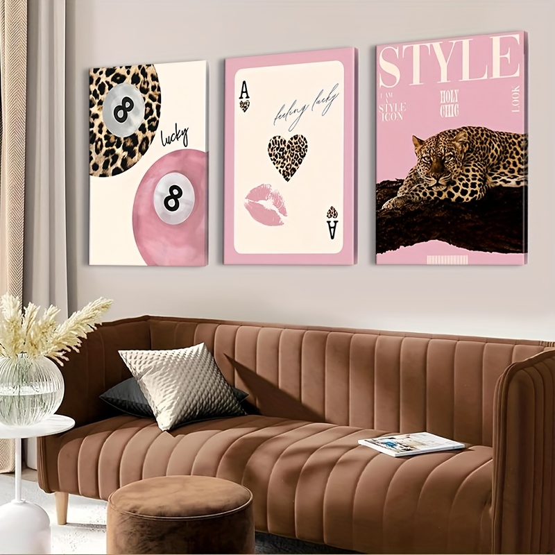 3pcs Leopard Cheetah Canvas Wa - Home Office Youtube recension och pris