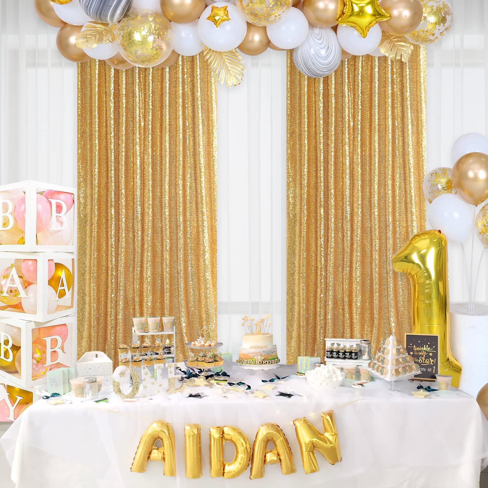 2PCS Gold Sequin Party Backdro - Home Office Background recension och pris