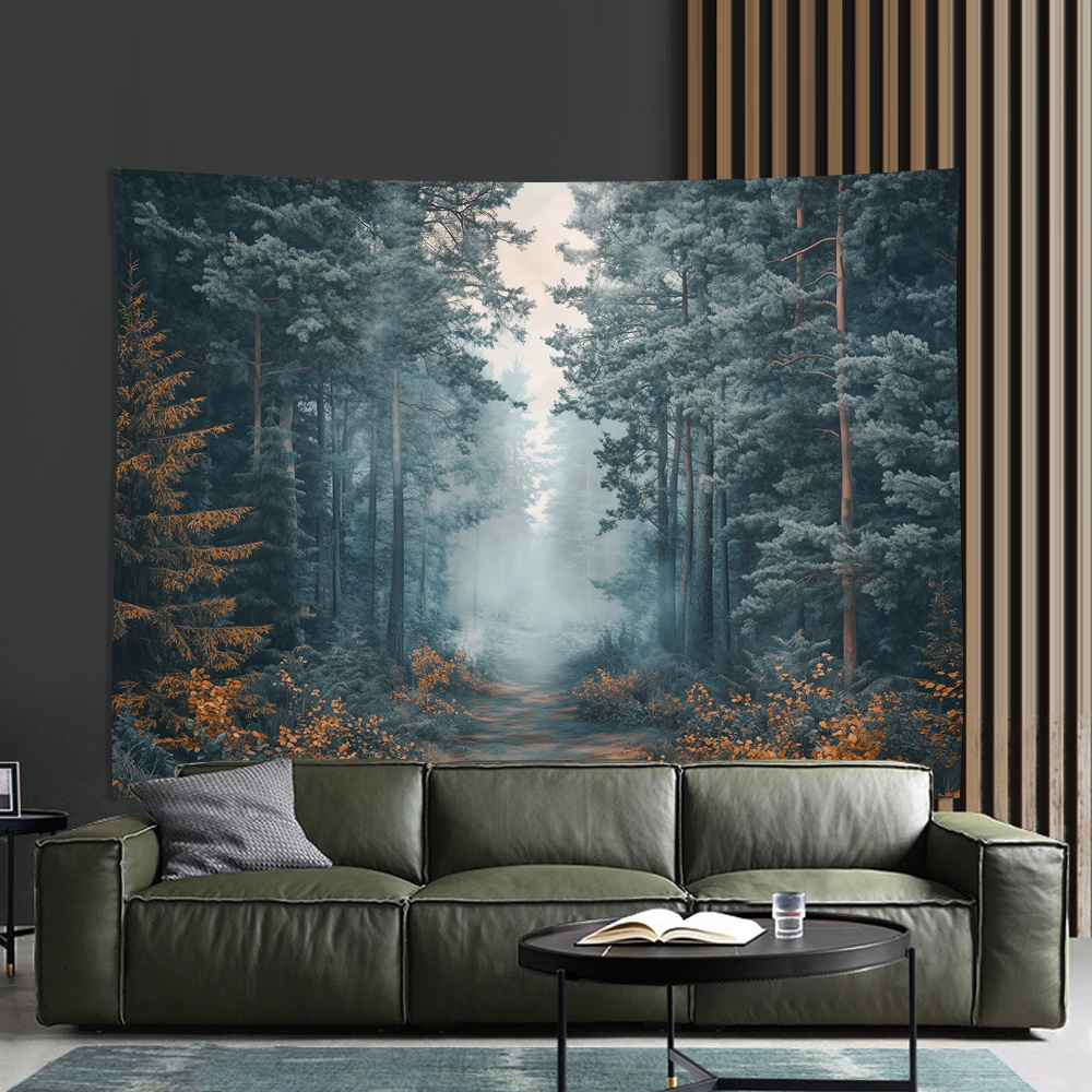 Misty Forest Path Digital prin - Home Office Background recension och pris