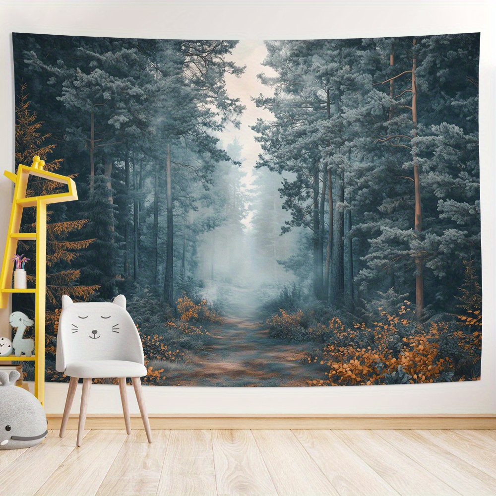 Misty Forest Path Digital prin - Home Office Background recension och pris