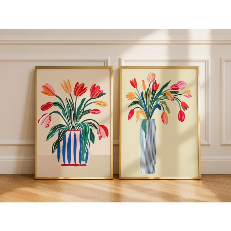 2pcs Tulip Flowers Canvas Wall - Home Office Youtube recension och pris