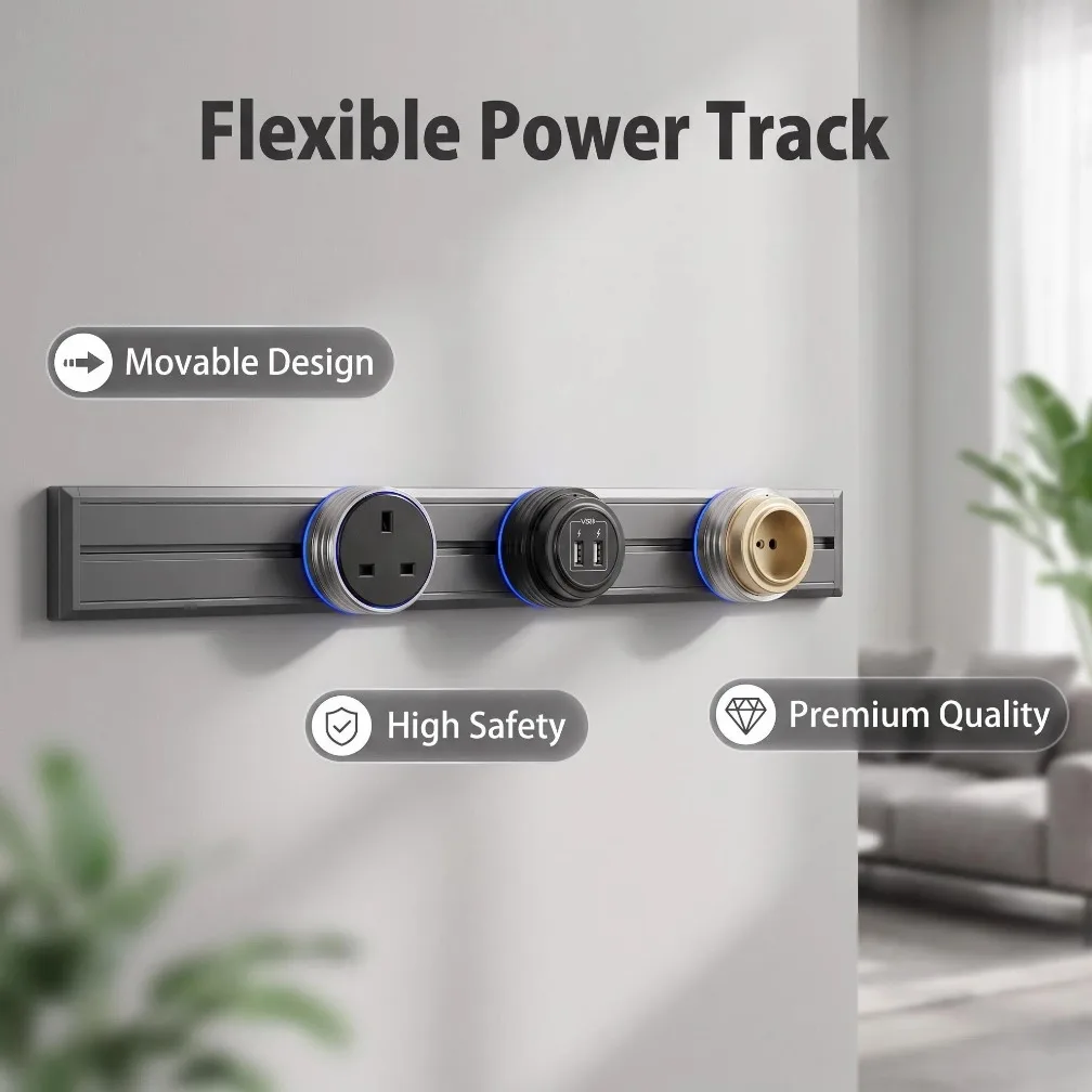 Wall Power Track Socket with S - Home Office Of Uk recension och pris